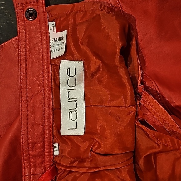 LAURICE pencil skirt leather Red sz 7/8 - Picture 5 of 5